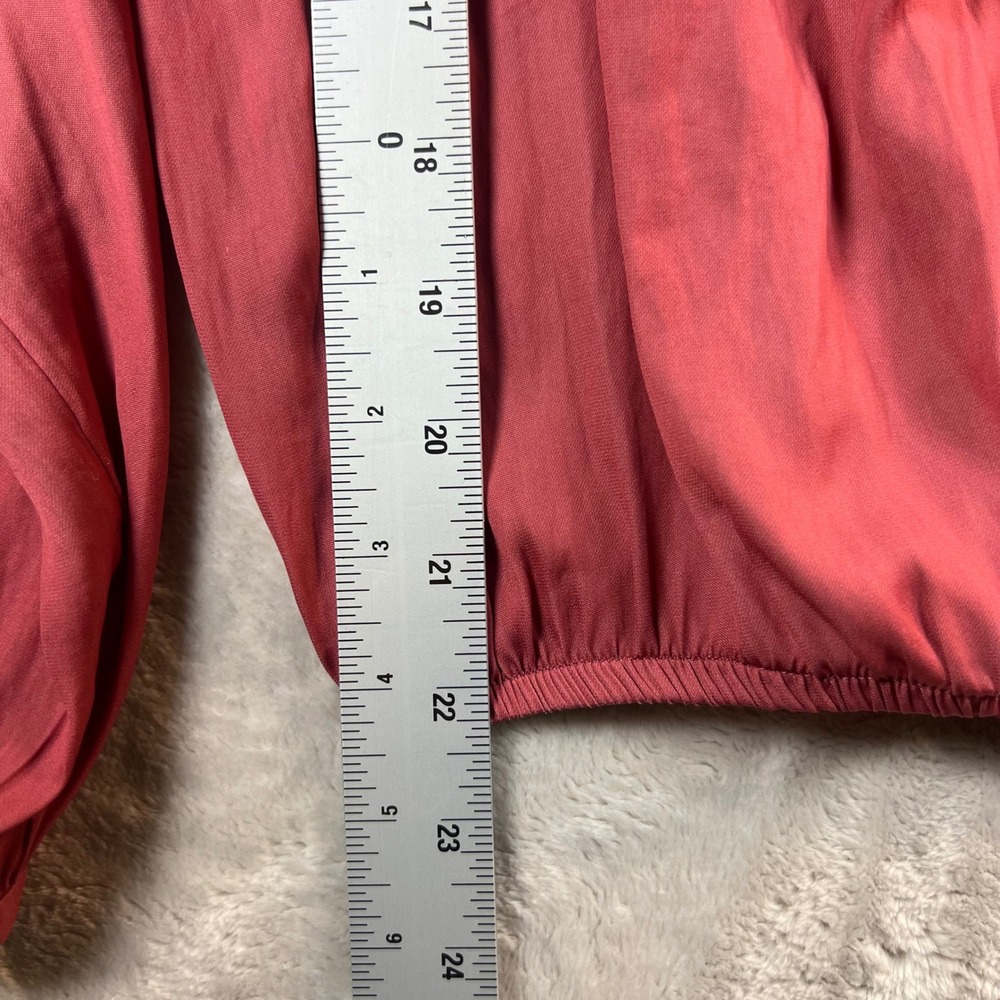 Zara Women's Size S Blouse Pink Long Sleeve Gemstone Keyhole Blouson Top - Picture 4 of 6